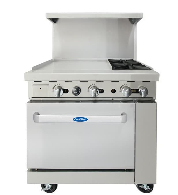 AGR-2B24GL — Cuisinière au gaz de 36″, (2) brûleurs de 32 000 BTU et plaque de 24″ à gauche, (1) four de 26 1/2″, 2 grilles de four