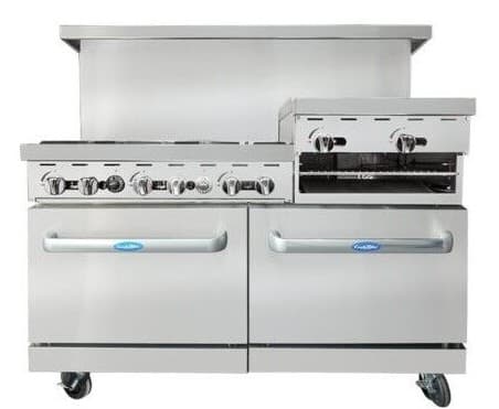 AGR-6B24RGB — Cuisinière au gaz de 60″, (6) brûleurs de 32 000 BTU et gril surélevé de 24″ à droite, (2) fours de 26 1/2″, 4 grilles de four