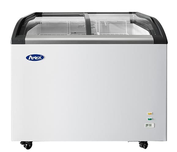 MMF9110 — Angle Curved Top Chest Freezer (Glass Arc Lid), 9 Cu Ft