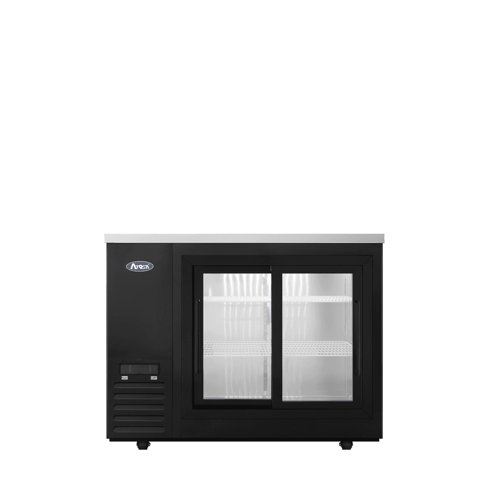 SBB48SGGRAUS2 – 48″ Black Shallow Depth Back Bar Cooler with Sliding Glass Doors