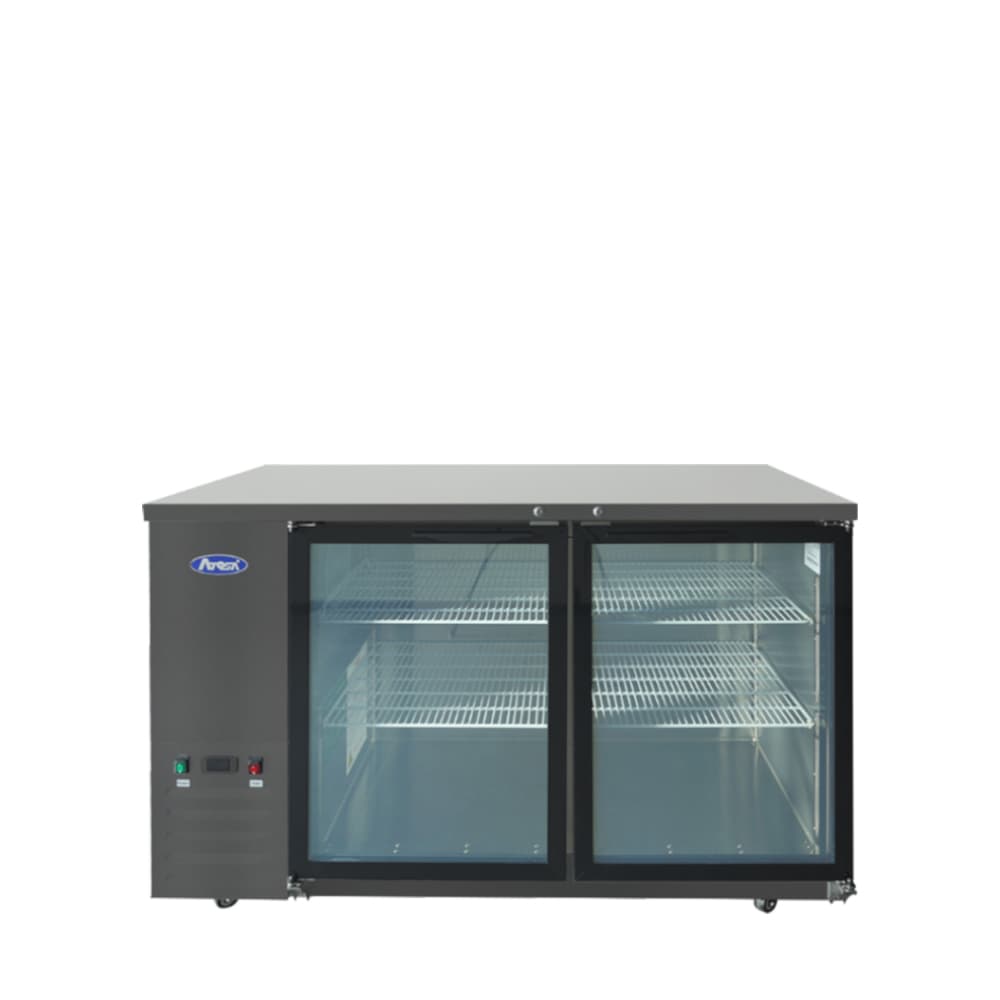 SBB59GGRAUS2 — 59″ Black Shallow Depth Back Bar Cooler with Glass Doors