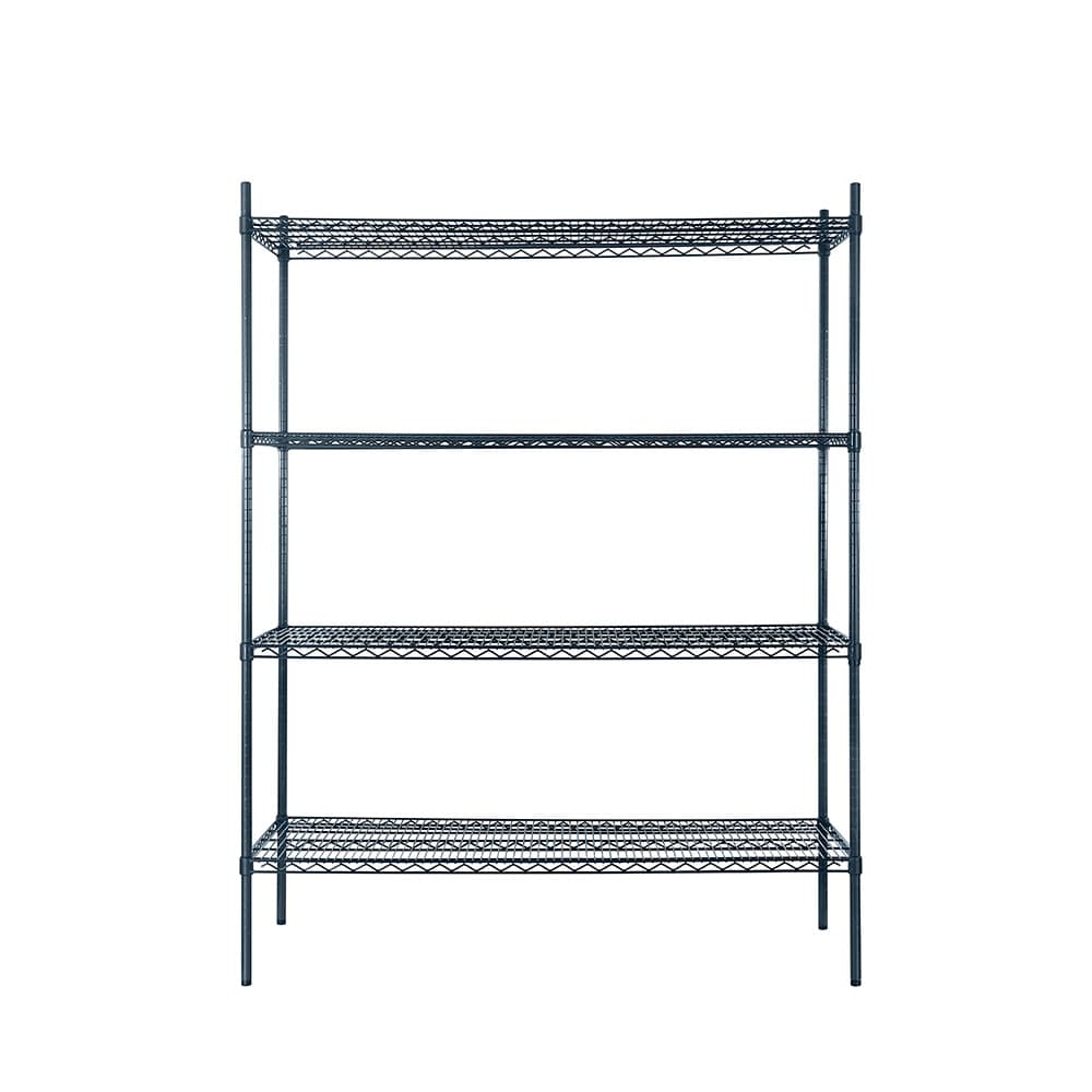 MWSSE183674 — Unité d’étagères métalliques époxy à 4 tablettes avec montants de 74″ (18″ x 36″), gris ardoise