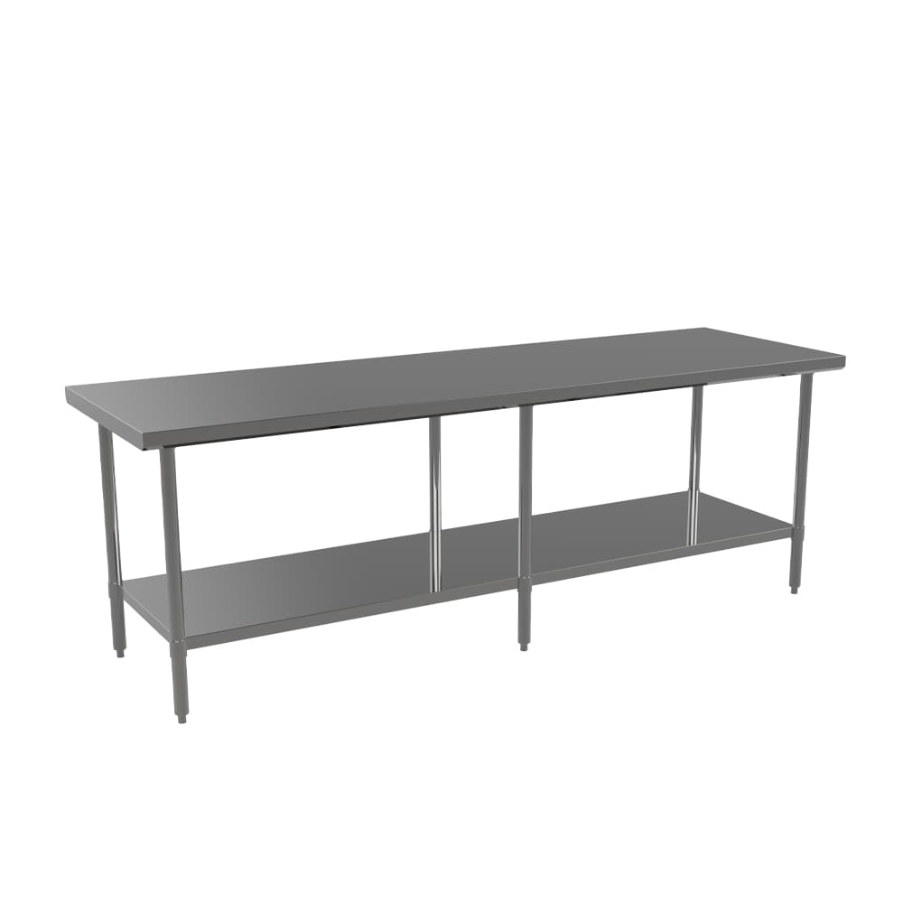 SSTW-3084 — Table de travail en acier inoxydable avec pattes, 84″ x 30″ x 34″ (calibre 18)