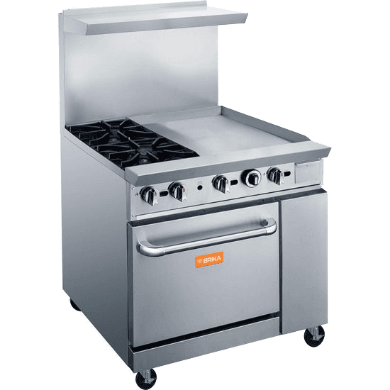 Brika 2 burner and 24″ griddle gas range