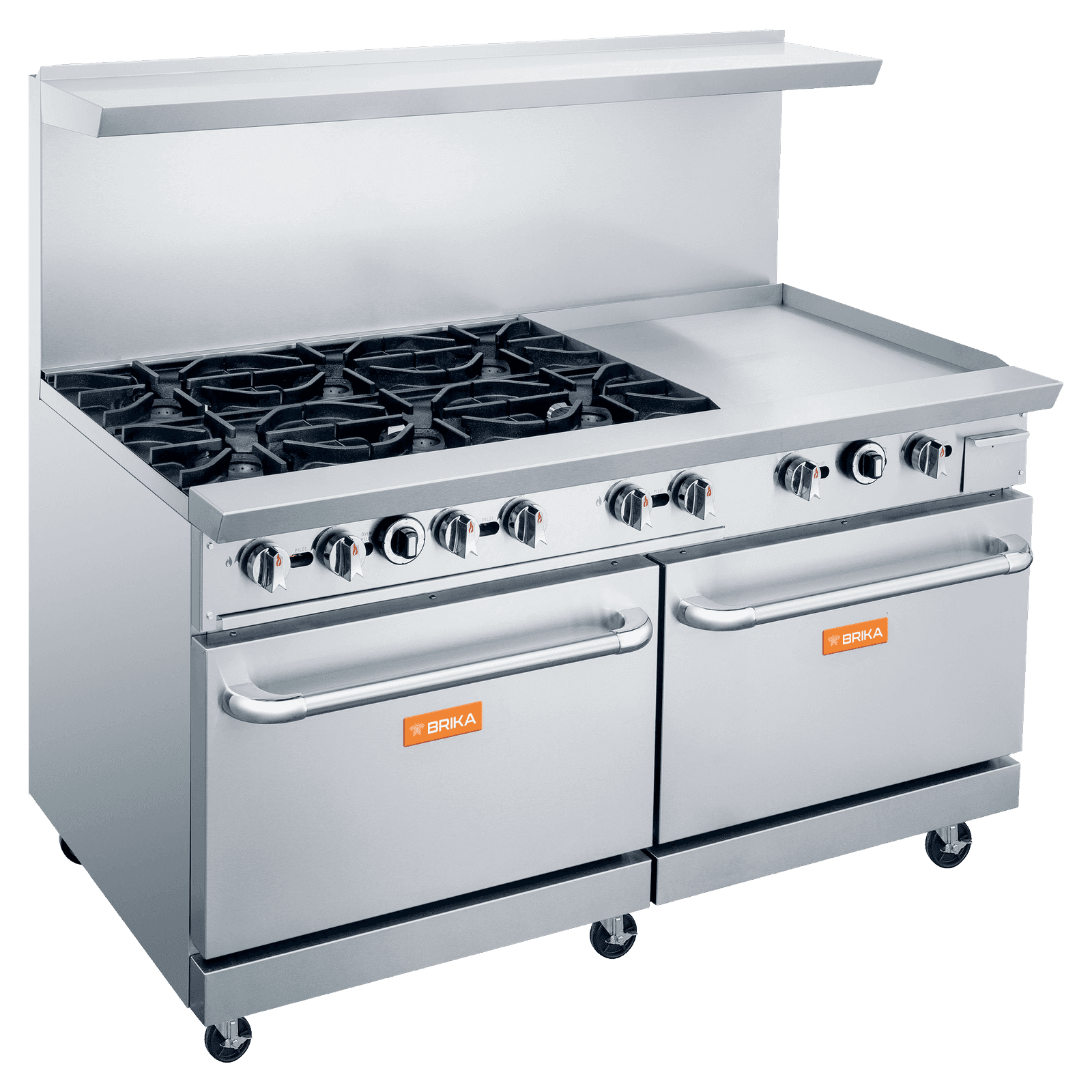 Cuisinière au gaz Brika à 6 brûleurs et plaque de 24″