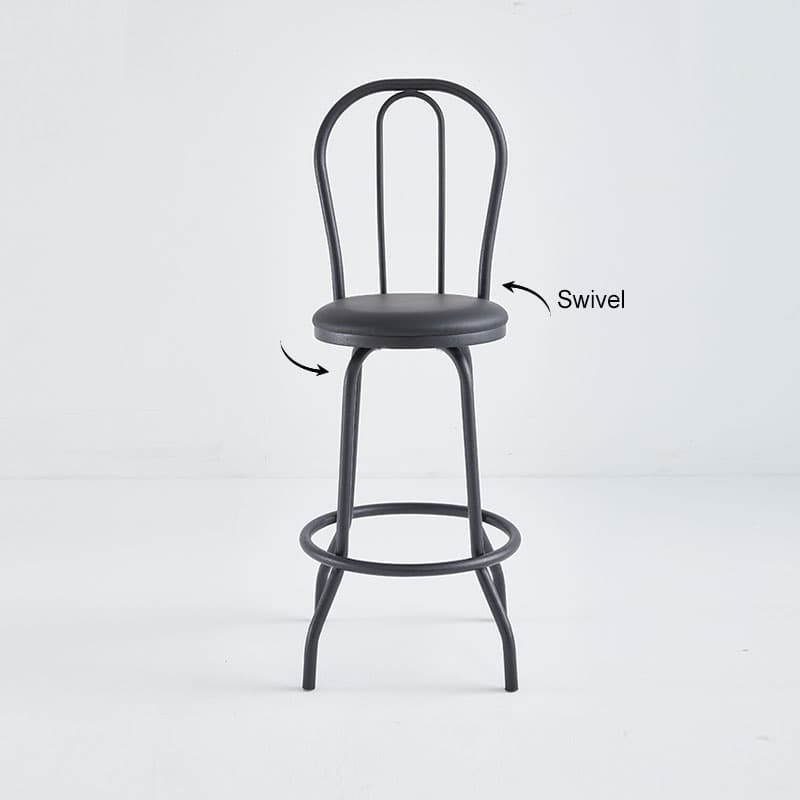Tabouret de bar pivotant à siège en vinyle noir (B-48-BL-VY-BLA-SWIVEL)