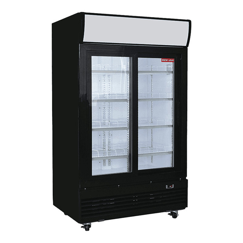Réfrigérateur avec enseigne à portes vitrées coulissantes 48″
