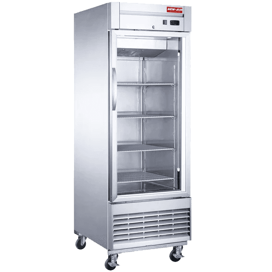Réfrigérateur en inox avec porte vitrée de 28″