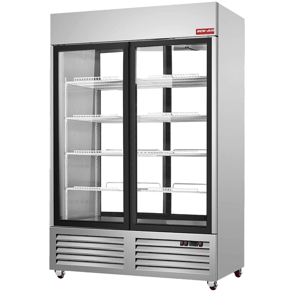 Pass-through refrigerator with glass doors