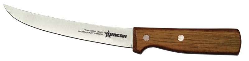 Omcan 11474 6" Curved Blade Boning Knife with Wood Handle