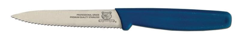 Omcan 11495 Couteau d’office dentelé de 4″ avec poignée bleue en polypropylène
