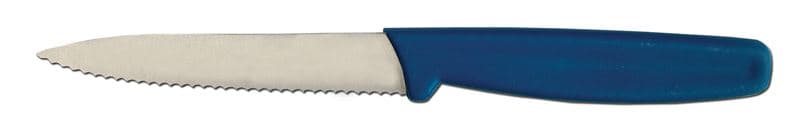 Omcan 11529 3 1/4" Serrated Paring Knife with Blue Handle