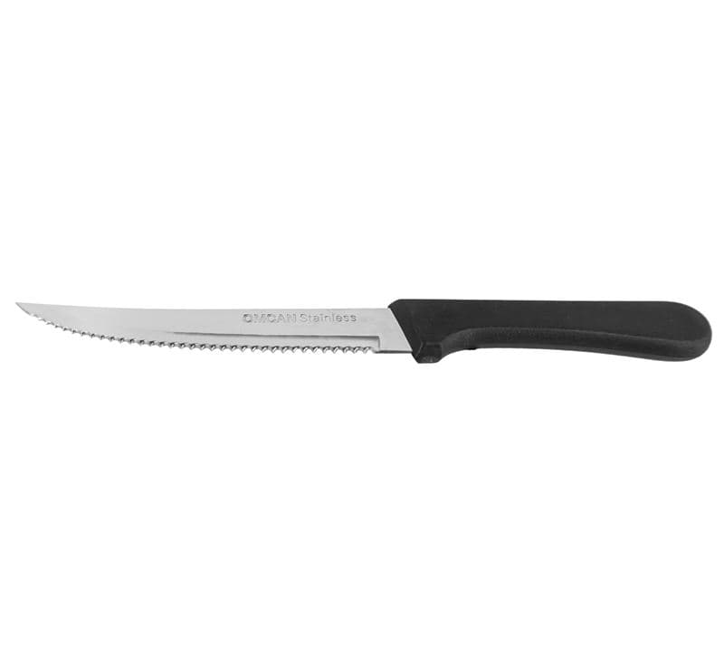 Omcan 11551 Couteau à steak de table à bout pointu et lame étroite avec poignée en plastique