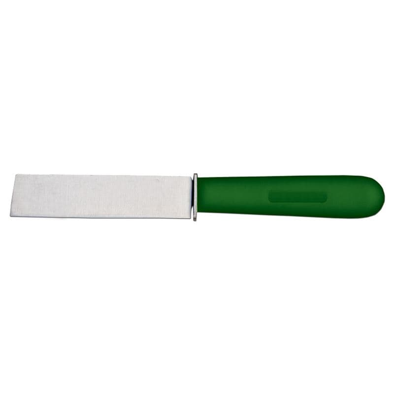 Omcan 11604 4.5" Cut-Off Knife with Guard and Green Handle