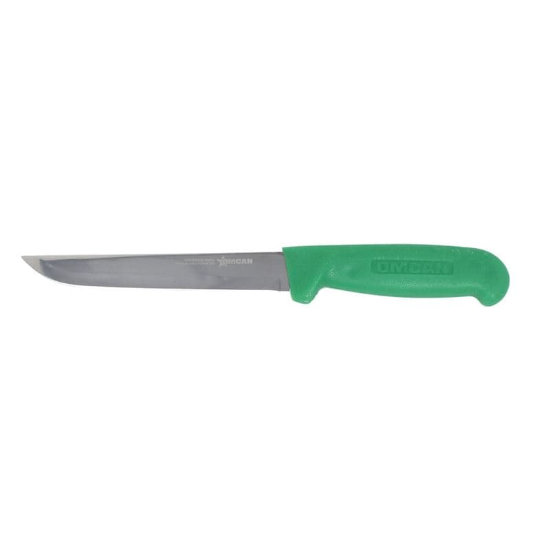 Omcan 11677 6" Straight Blade Boning Knife with Green Polypropylene Handle