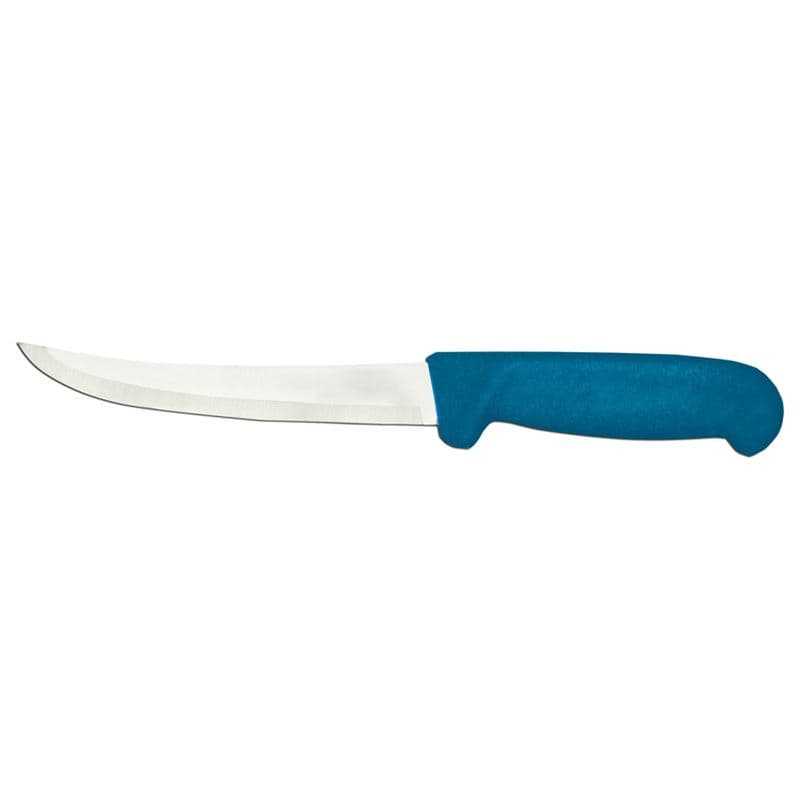 Omcan 11775 Couteau à désosser à lame courbe de 6″ avec poignée bleue en polypropylène