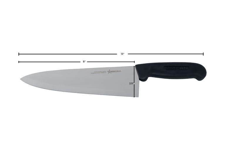 Omcan 11973 Couteau de chef moyen de 8″ avec poignée noire en polypropylène
