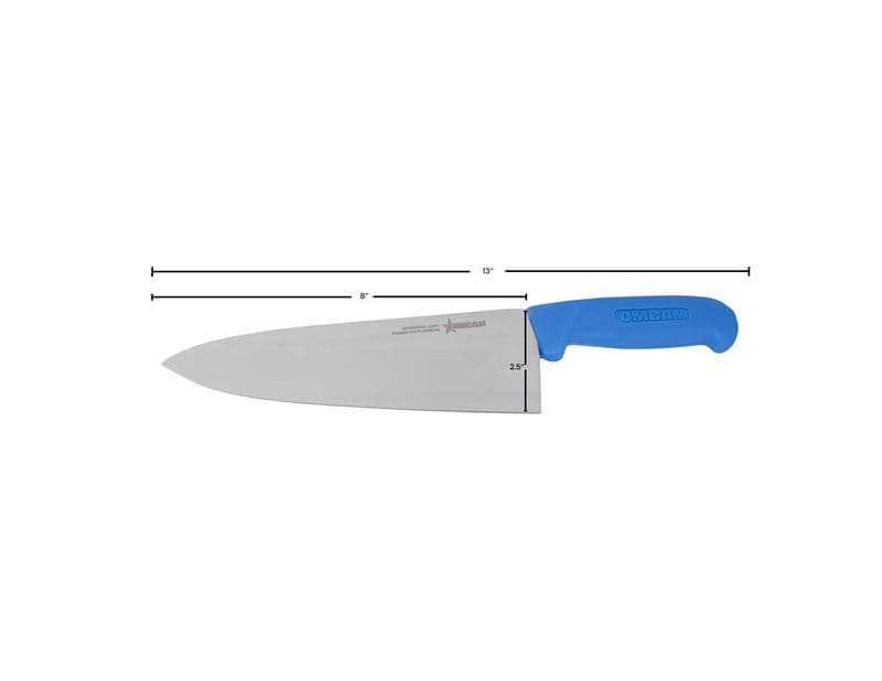 Omcan 11992 8" Medium Cook Knife with Blue Polypropylene Handle