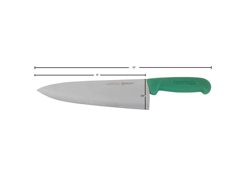 Omcan 12003 8" Medium Cook Knife with Green Polypropylene Handle