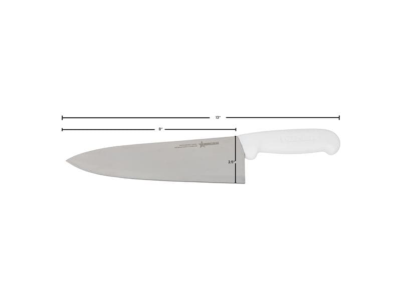 Omcan 12025 8" Medium Cook Knife with White Polypropylene Handle