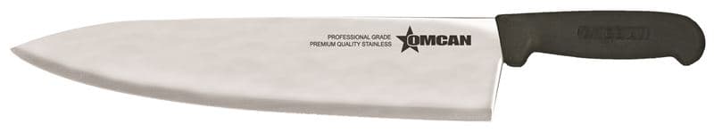 Omcan 12044 12" Medium Cook Knife with Black Handle