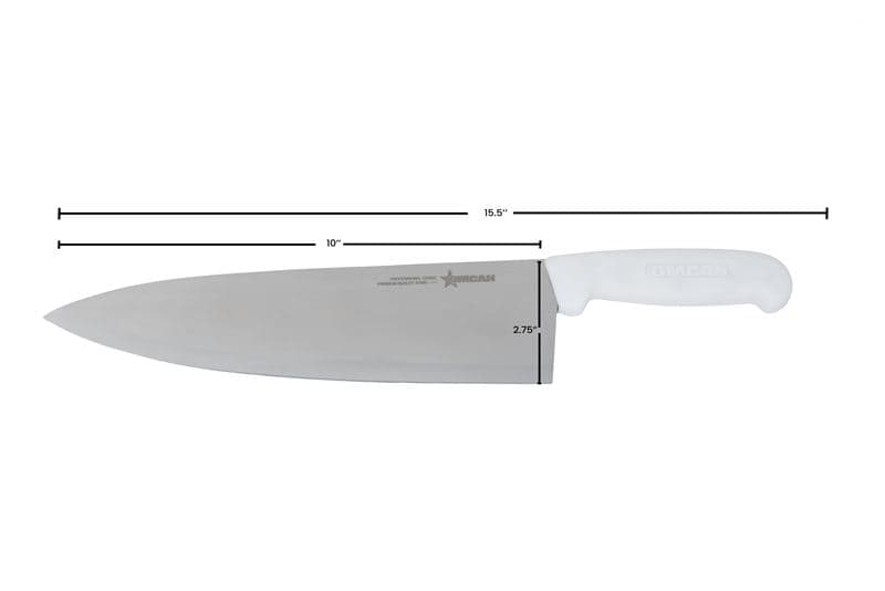 Omcan 12142 10" Medium Cook Knife with White Polypropylene Handle