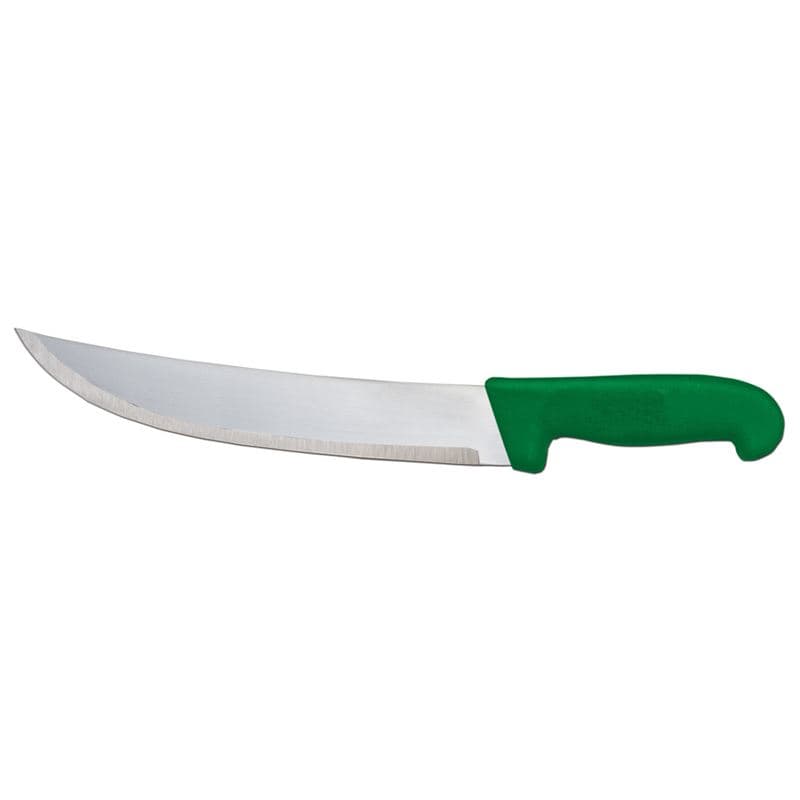 Omcan 12215 Couteau à steak de boucher de 10″ avec poignée verte en polypropylène
