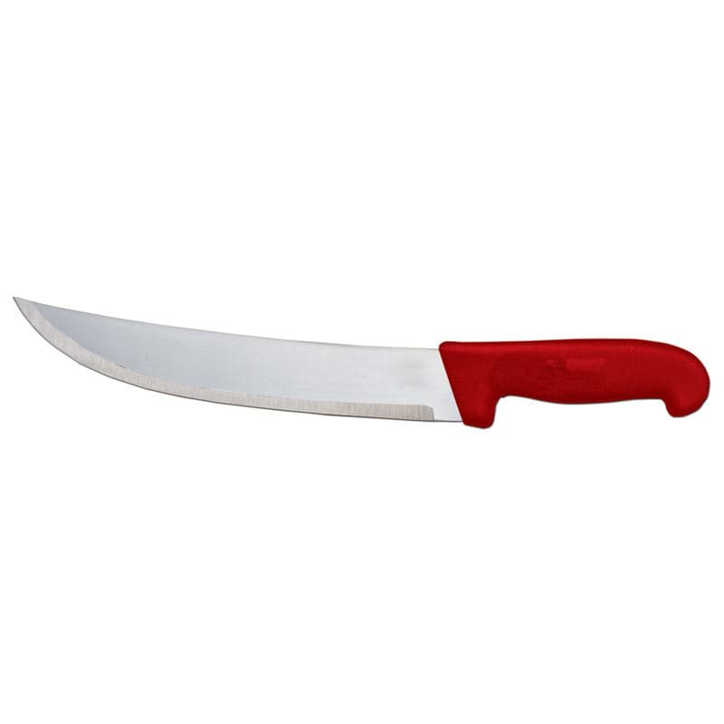 Omcan 12220 10" Steak Knife with Red Polypropylene Handle