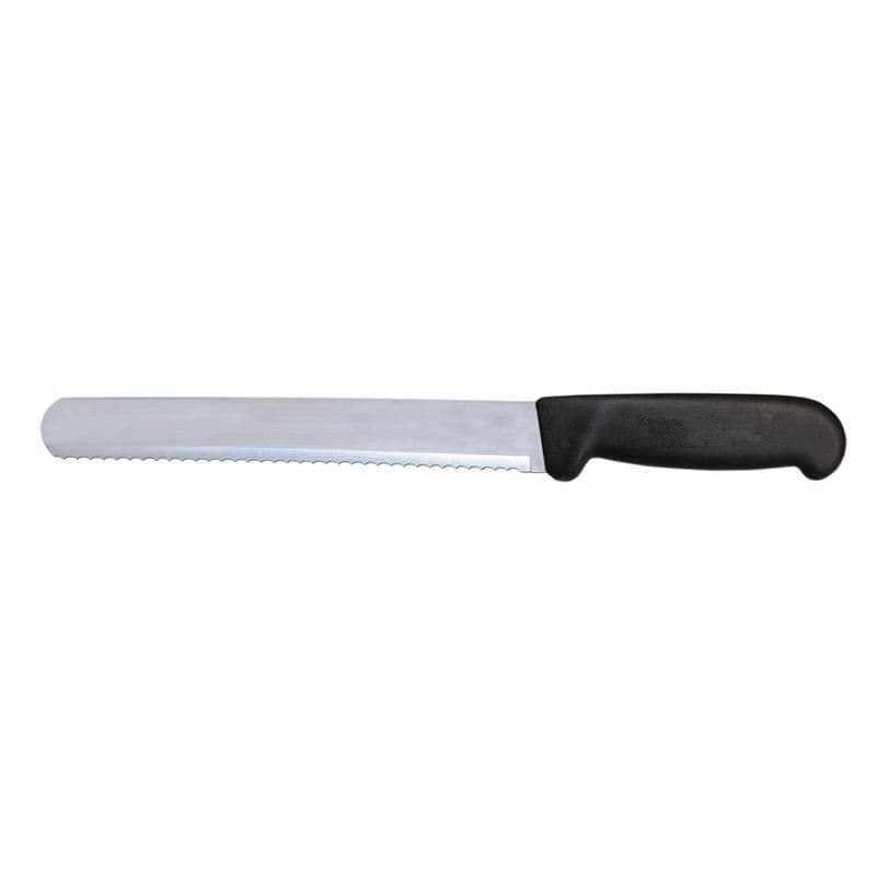 Omcan 12644 10" Slicer Straight Serrated Knife with Black Polypropylene Handle