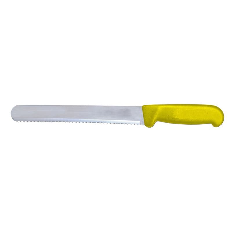 Omcan 12672 Couteau à trancher dentelé droit de 10″ avec poignée jaune en polypropylène