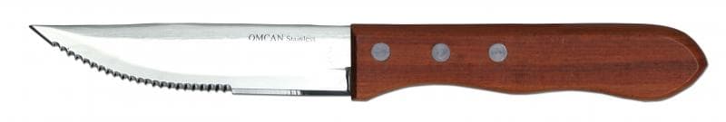Omcan 12791 Pointed Tip Blade Steak Table Knife with Wooden Handle