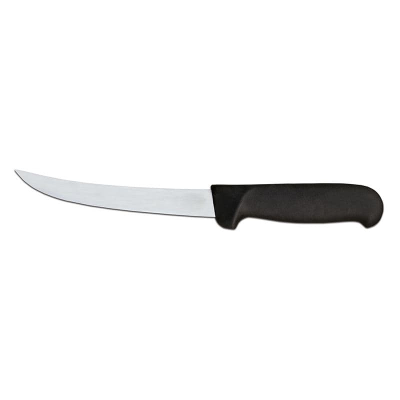 Omcan 12848 6" Curved Blade Boning Knife with Black Super Fiber Handle