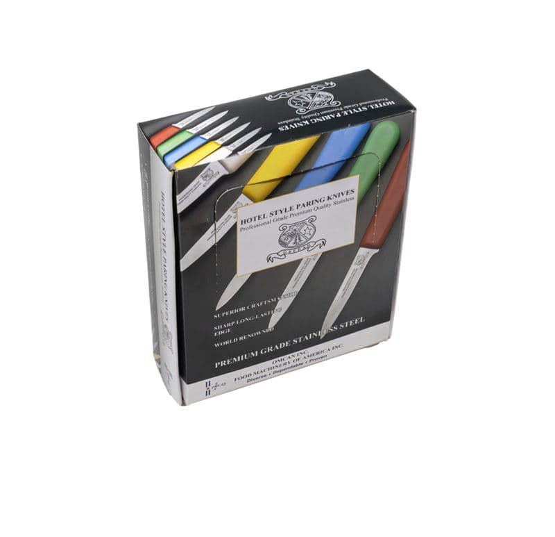 Omcan 12884 Couteaux d’office de style hôtelier de 3 1/4″, boîte assortie (24 mcx)