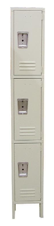 Omcan 13128 Casier en acier à 3 niveaux et 1 colonne – beige