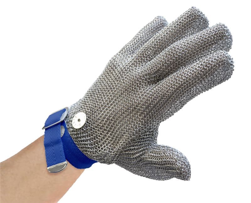 Omcan 13556 Gant en mailles grand avec sangle de poignet bleue