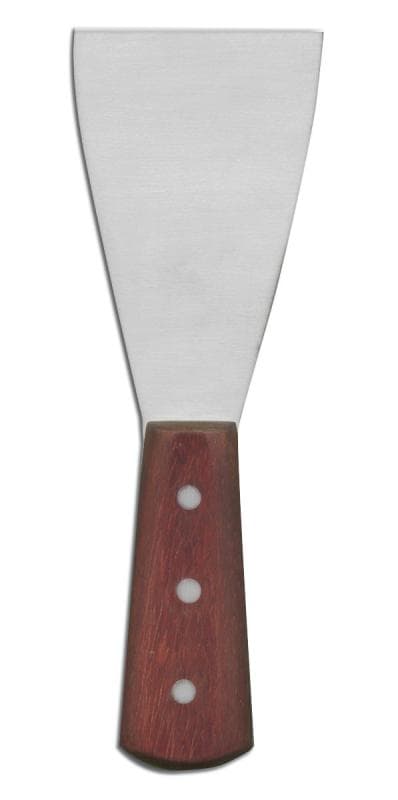Omcan 14144 Grattoir à plaque en acier inoxydable de 4,75″ x 3″ avec poignée en bois