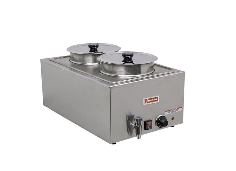 Omcan 19077 Chauffe-aliments de comptoir pleine grandeur avec deux inserts de 8 L / 8,45 pintes et couvercles – 1 200 W, 120 V