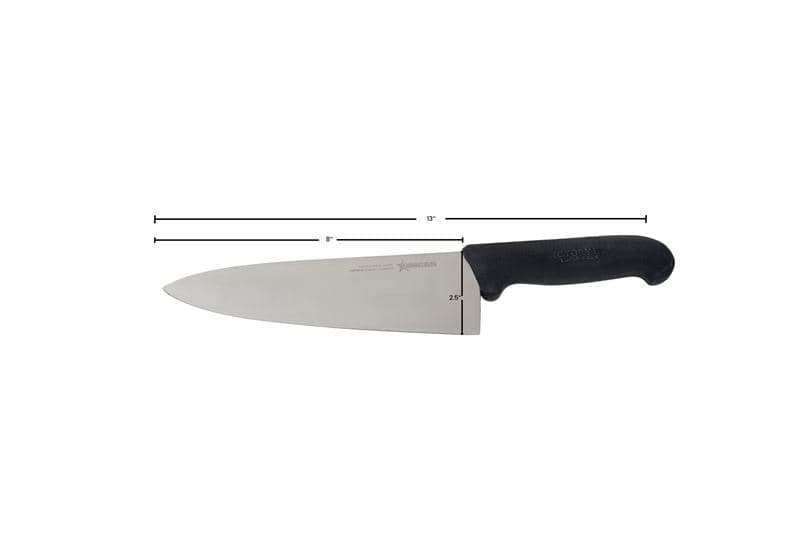 Omcan 21597 Couteau de chef moyen de 8″ avec poignée noire en super fibre