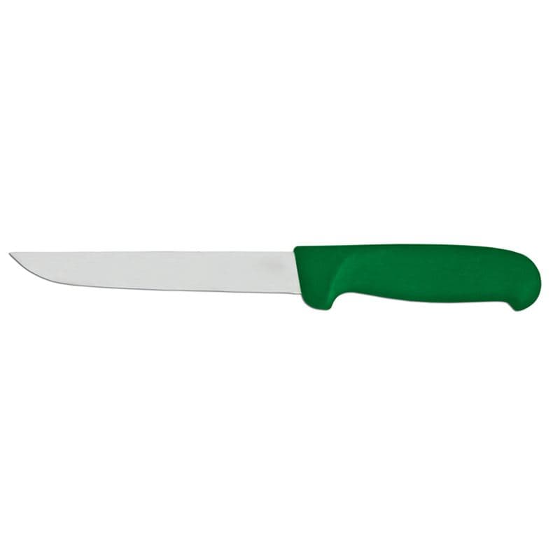 Omcan 23867 Couteau à désosser à lame droite de 6″ avec poignée verte en super fibre