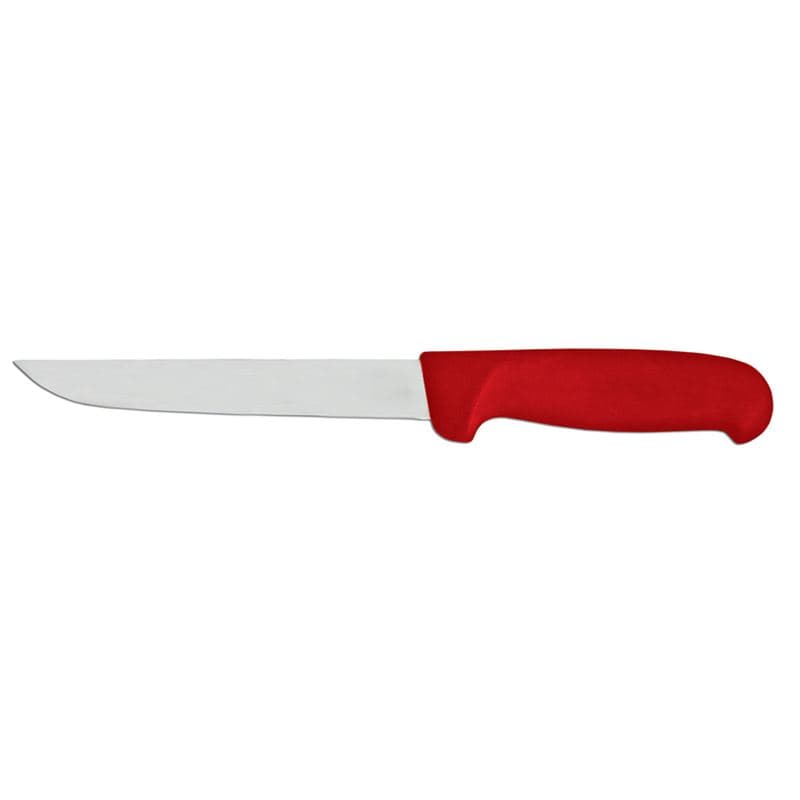 Omcan 23868 6" Straight Blade Boning Knife with Red Super Fiber Handle