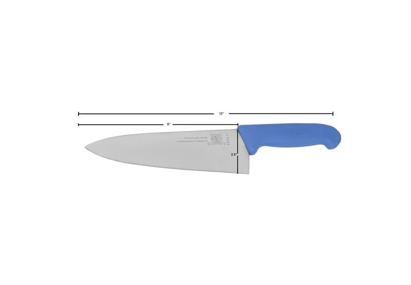 Omcan 23874 Couteau de chef moyen de 8″ avec poignée bleue en super fibre