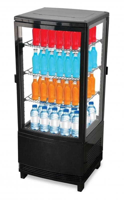 Omcan 25827 17″ Three (3) Shelf Countertop Pass-Through Refrigerated Display Case, 3.0 cu.ft. (86 L), Black