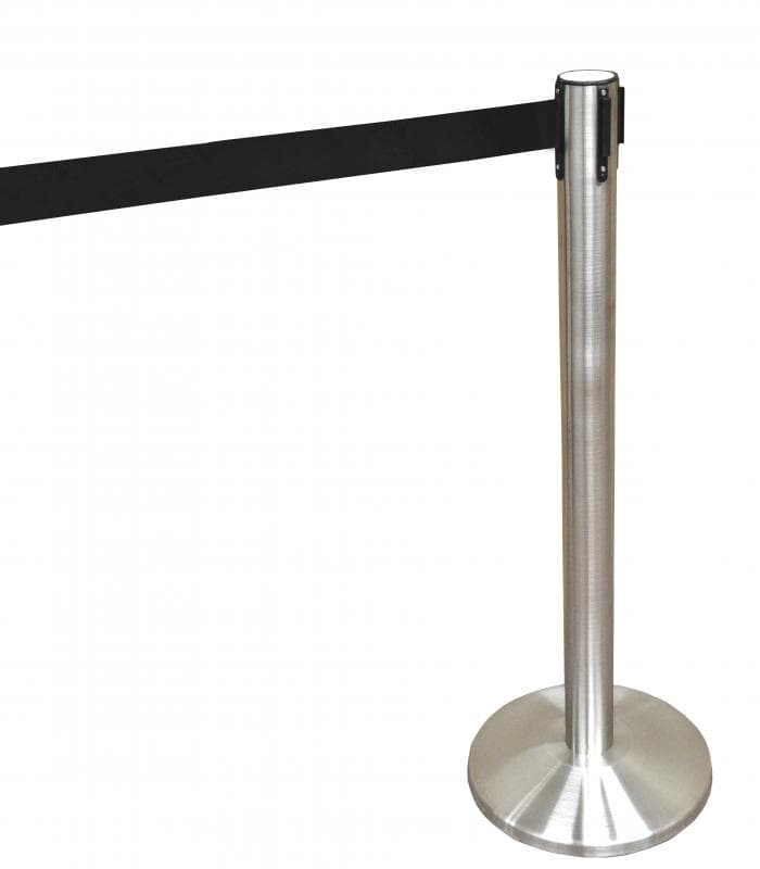 Omcan 30438 Stainless Steel Stanchions with Black Retractable Belt