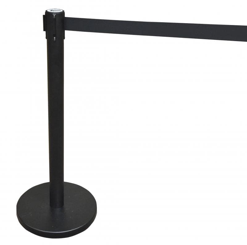 Omcan 30439 Black-Painted Steel Stanchions with Black Retractable Belt