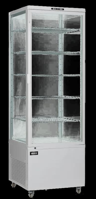 Omcan 34874 26″ Five (5) Shelf Refrigerated Floor Display Showcase, 18 cu.ft. (500L), White