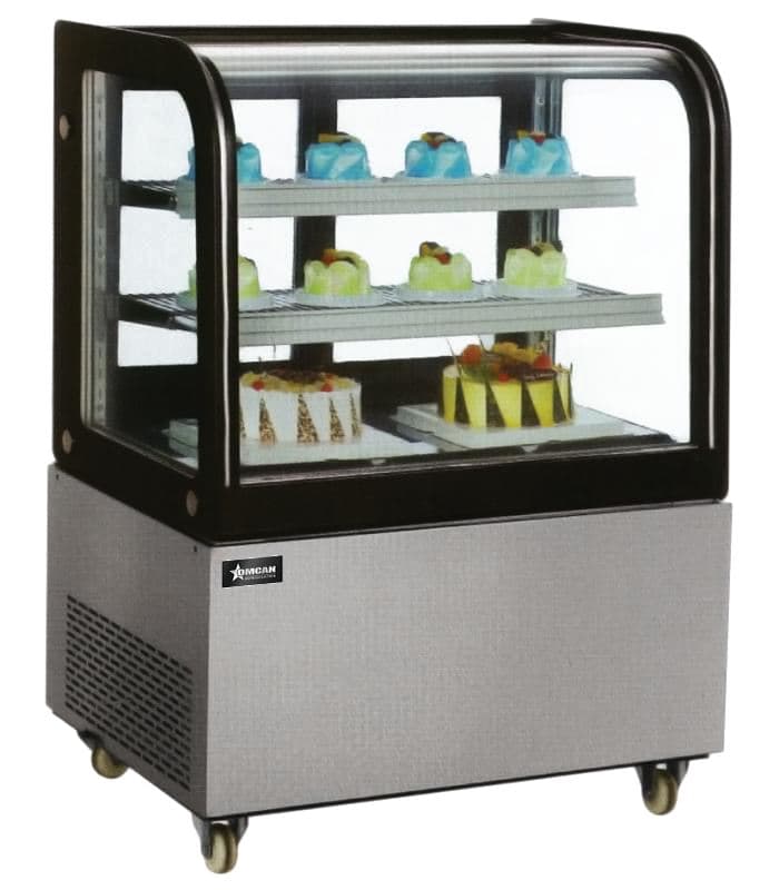 Omcan 39539 36″ Two (2) Shelf Curved Edge Refrigerated Floor Display Case, 9.5 cu.ft. (270 L)