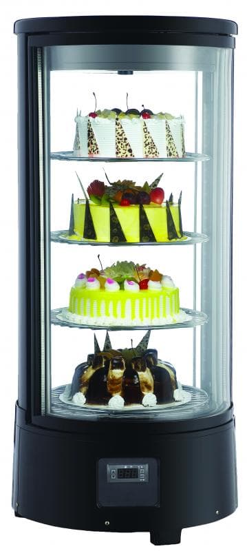 Omcan 39552 18″ Three (3) Shelf Countertop Cylindrical Refrigerated Showcase, 2.54 cu.ft (72 L), Black