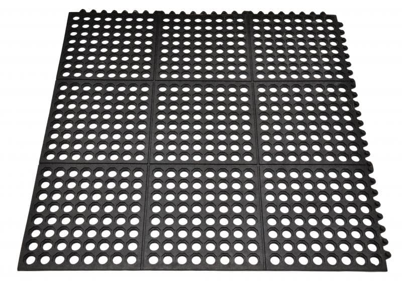 Omcan 39767 Black Anti-Fatigue Mat with Interlocking Edges