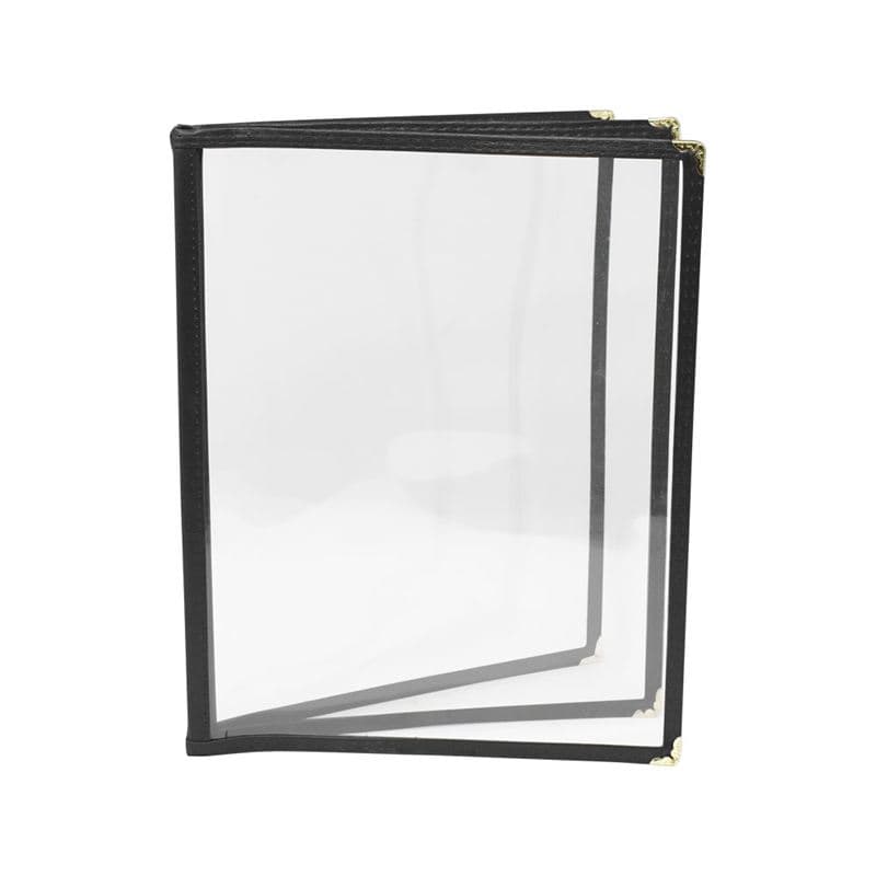 Omcan 39802 9 1/2″ x 11 3/4″ Black Three-Page Menu Holder