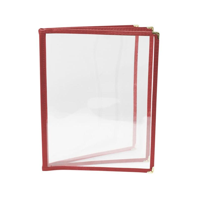 Omcan 39804 9 1/2″ x 11 3/4″ Red Three-Page Menu Holder
